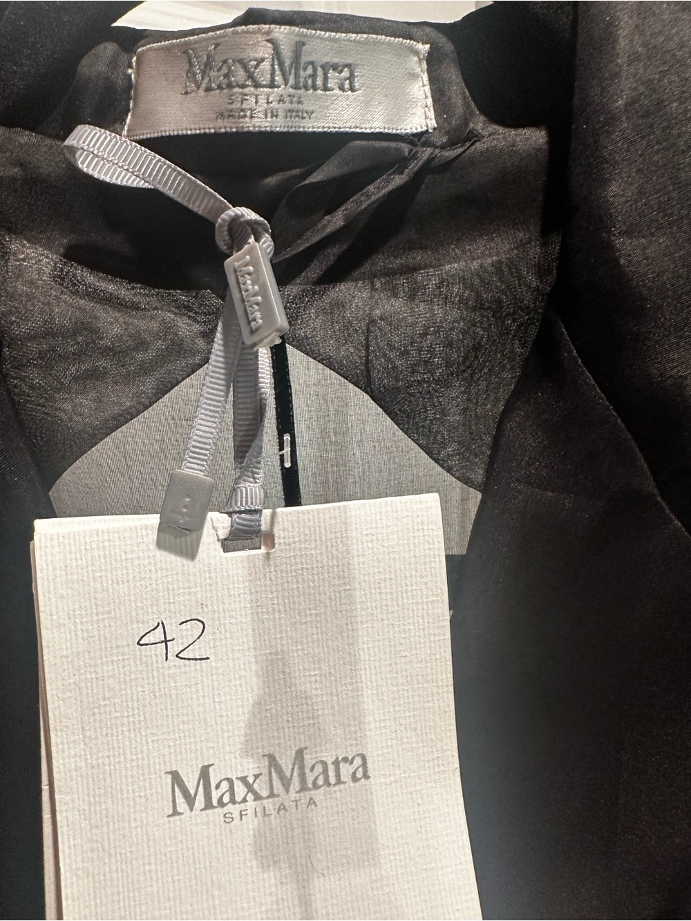 MaxMara Black Sheer Long Sleeve Dress Coat - Picture 4 of 5